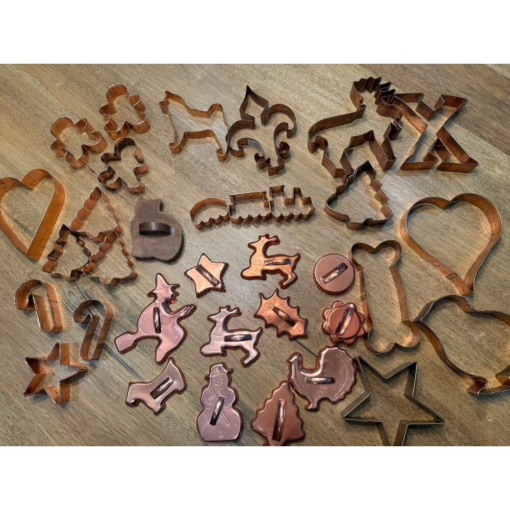 Lot 34 copper vintage to modern cookie cutters grandmas farmhouse kitchen retro